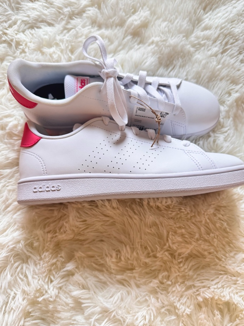 adidas White Low-Top Sneakers with Pink Heel Tab